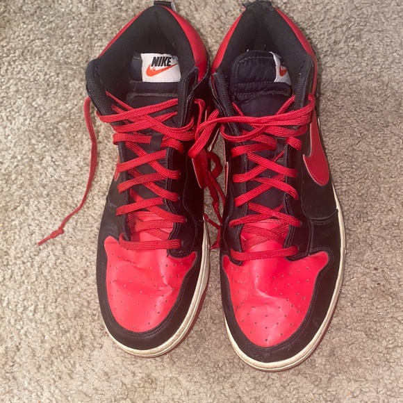 Nike Other - Nike Dunk High CMFT Bred Men’s Size 10 Red Black White 705434-600